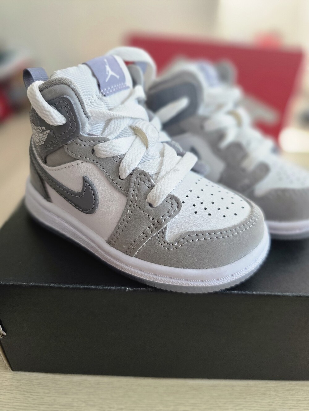 Nike Kids High-Top Sneakers in White and Gray
